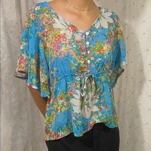 Size small Blue Flowery Blouse
